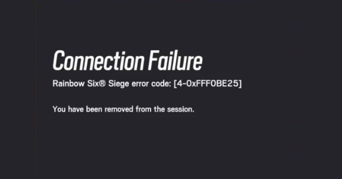 Rainbow Six Siege Error Code 4-0xfff0be25: Decoding Issue
