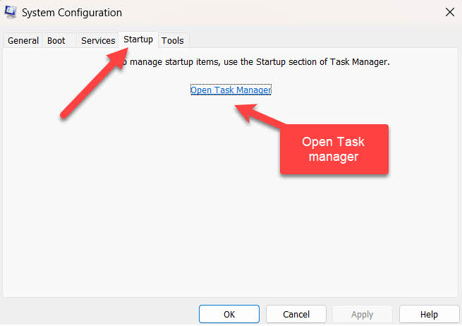 msconfig startup services